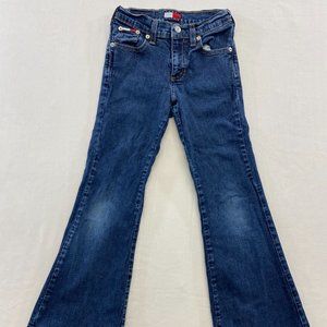 Tommy Hilfiger Vintage Girls Boot Cut Jeans Size 8 Girls. Stretch Box Logo Denim